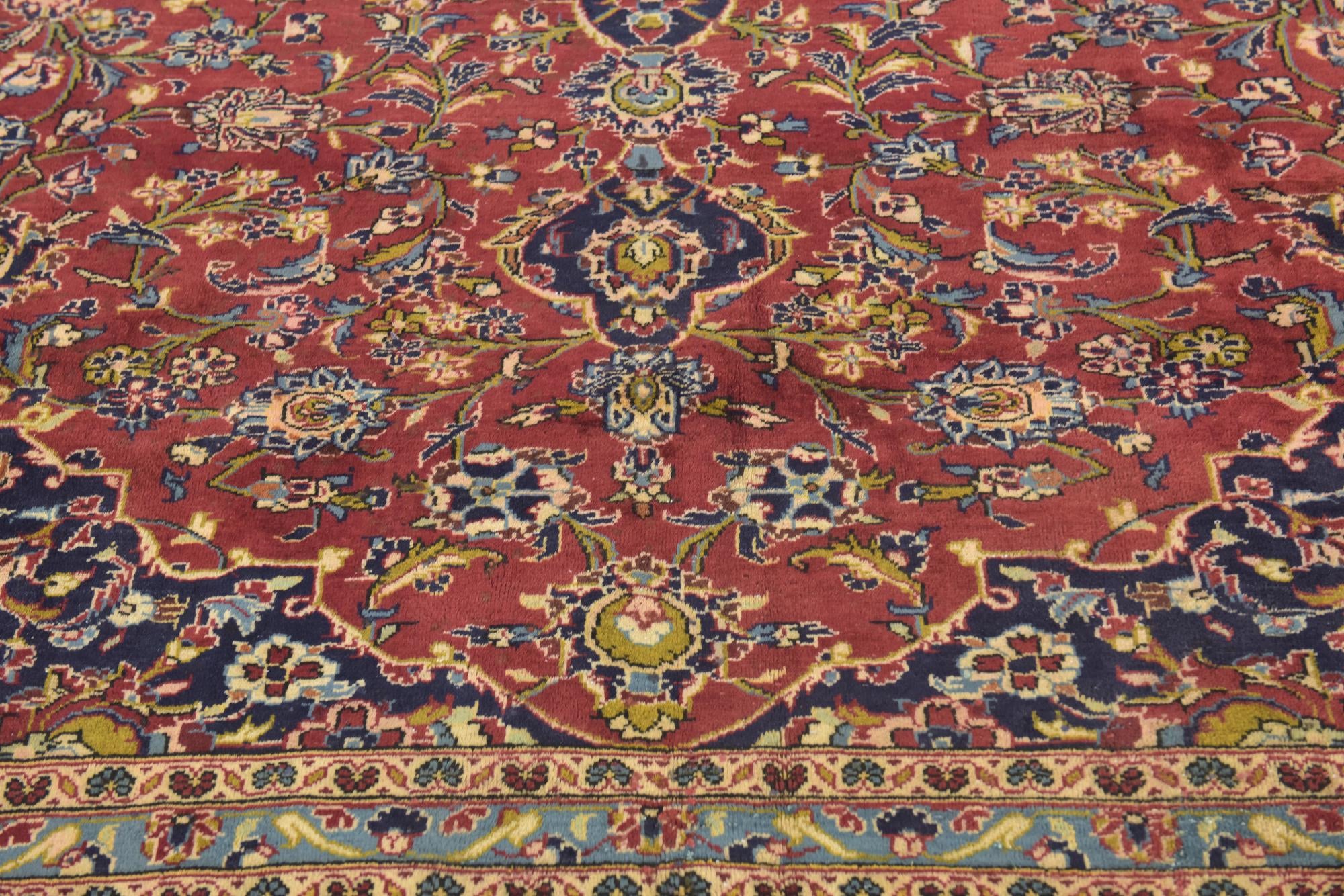 9' 10 x 12' 9 Hand Knotted Kashan Persian Wool Rug