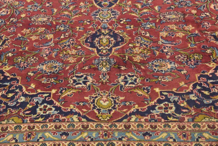 Detail image of 9' 10 x 12' 9 Hand Knotted Kashan Persian Wool Rug