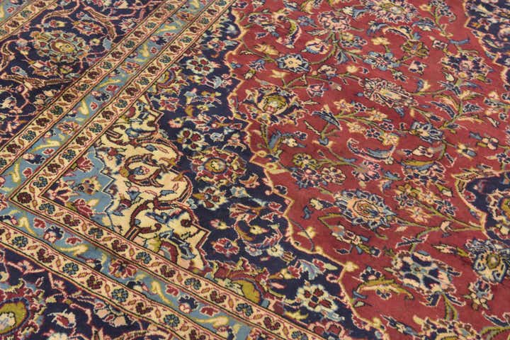 9' 10 x 12' 9 Hand Knotted Kashan Persian Wool Rug