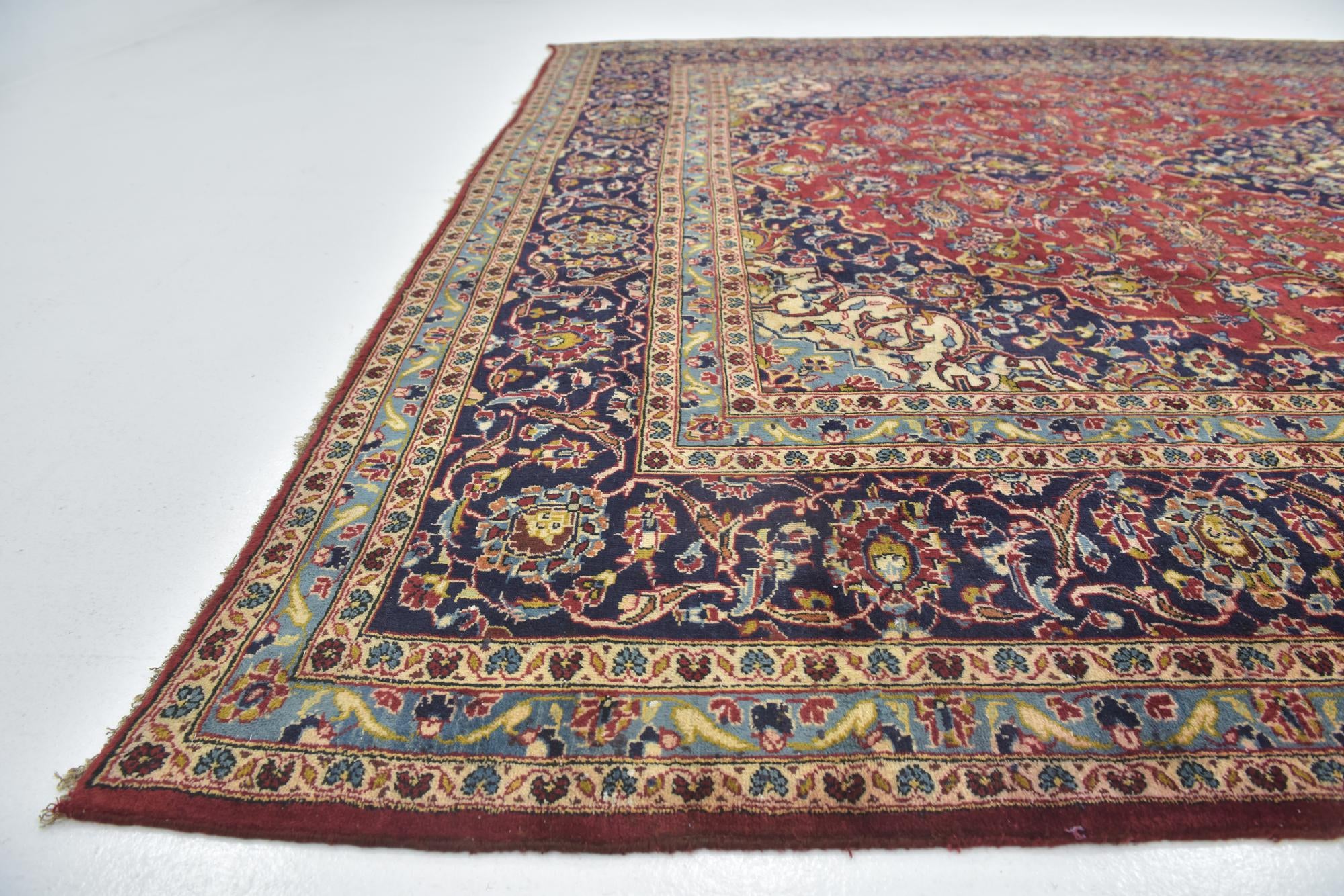 9' 10 x 12' 9 Hand Knotted Kashan Persian Wool Rug