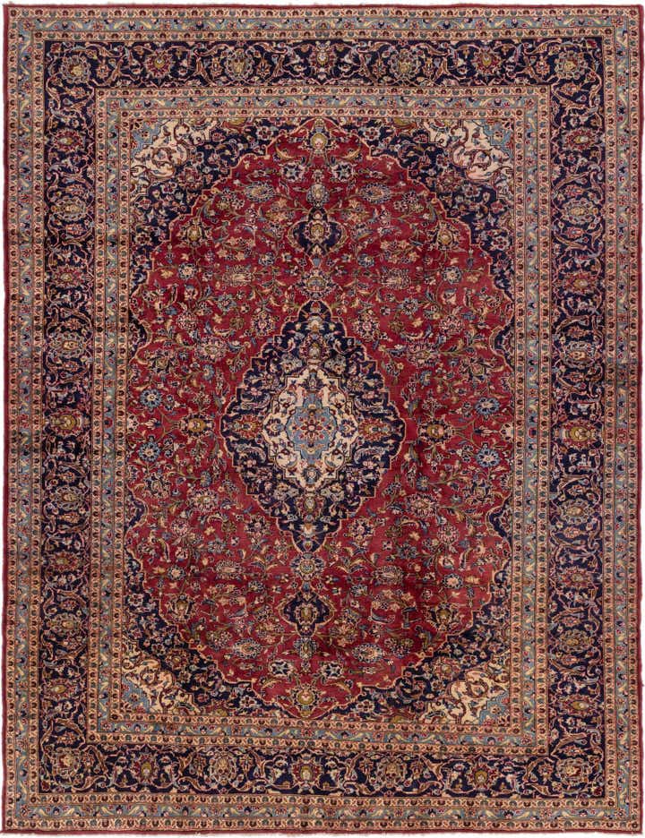 9' 10 x 12' 9 Hand Knotted Kashan Persian Wool Rug