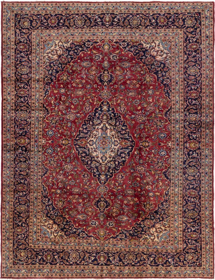 Detail image of 9' 10 x 12' 9 Hand Knotted Kashan Persian Wool Rug