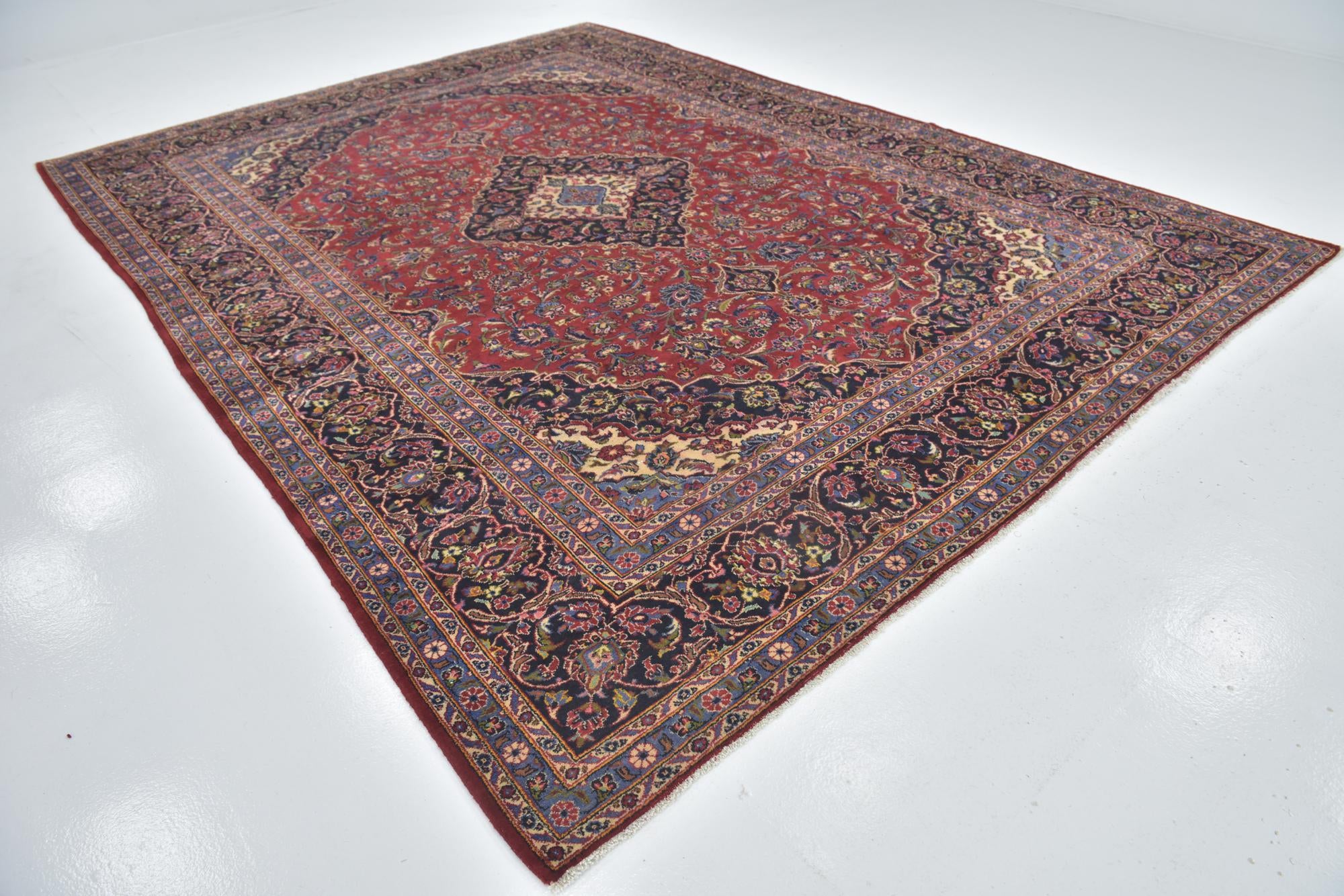 9' 7 x 13' 2 Hand Knotted Kashan Persian Wool Rug