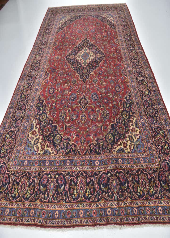 9' 7 x 13' 2 Hand Knotted Kashan Persian Wool Rug