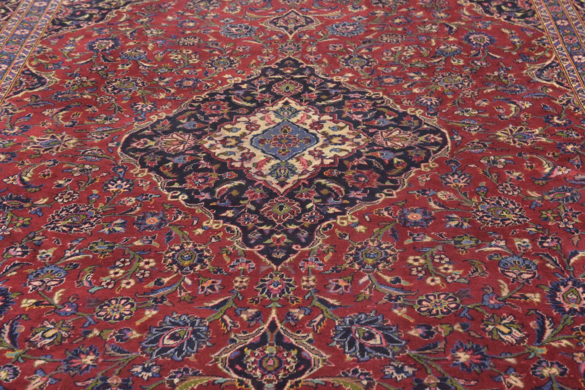 9' 7 x 13' 2 Hand Knotted Kashan Persian Wool Rug
