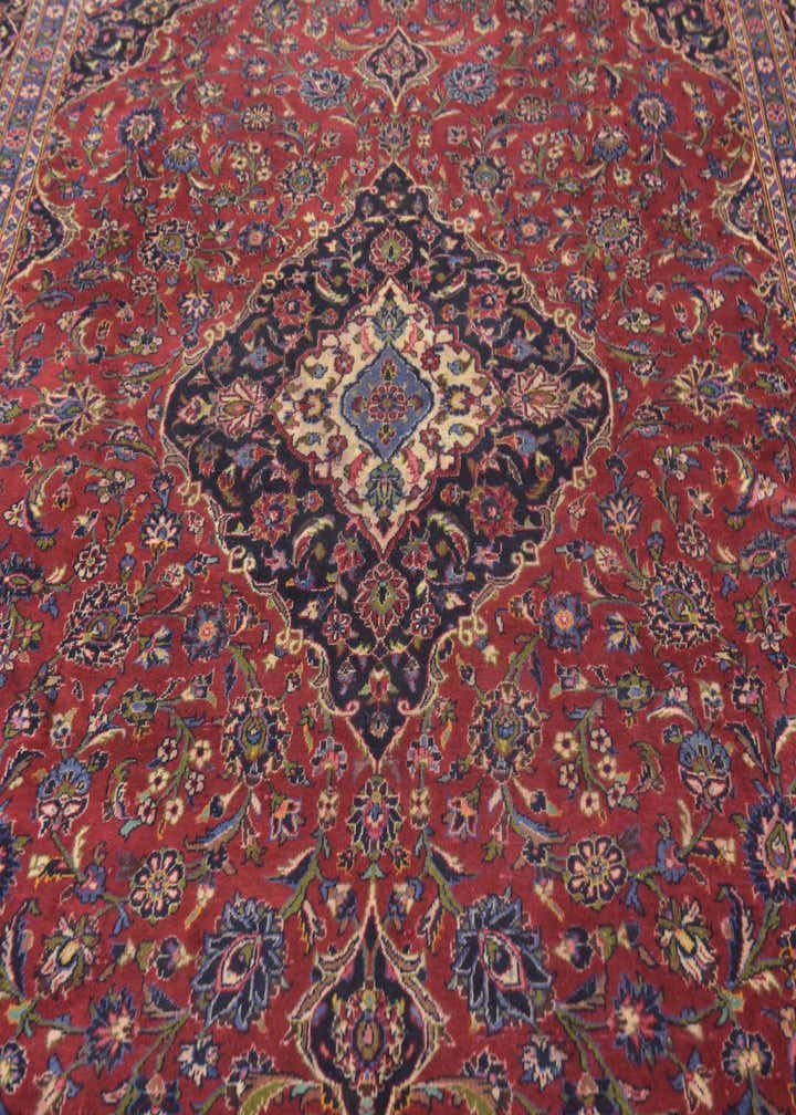 9' 7 x 13' 2 Hand Knotted Kashan Persian Wool Rug