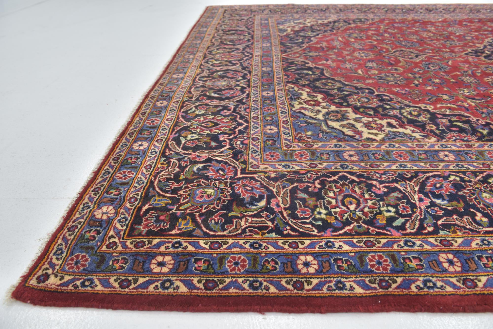 9' 7 x 13' 2 Hand Knotted Kashan Persian Wool Rug