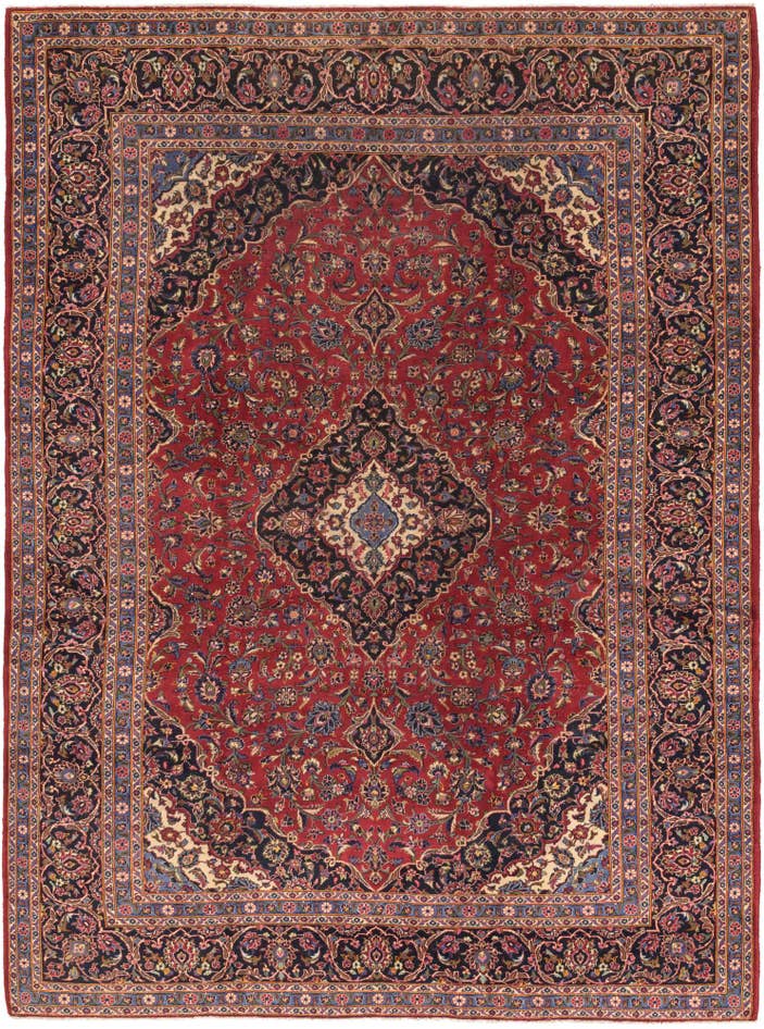 Detail image of 9' 7 x 13' 2 Hand Knotted Kashan Persian Wool Rug