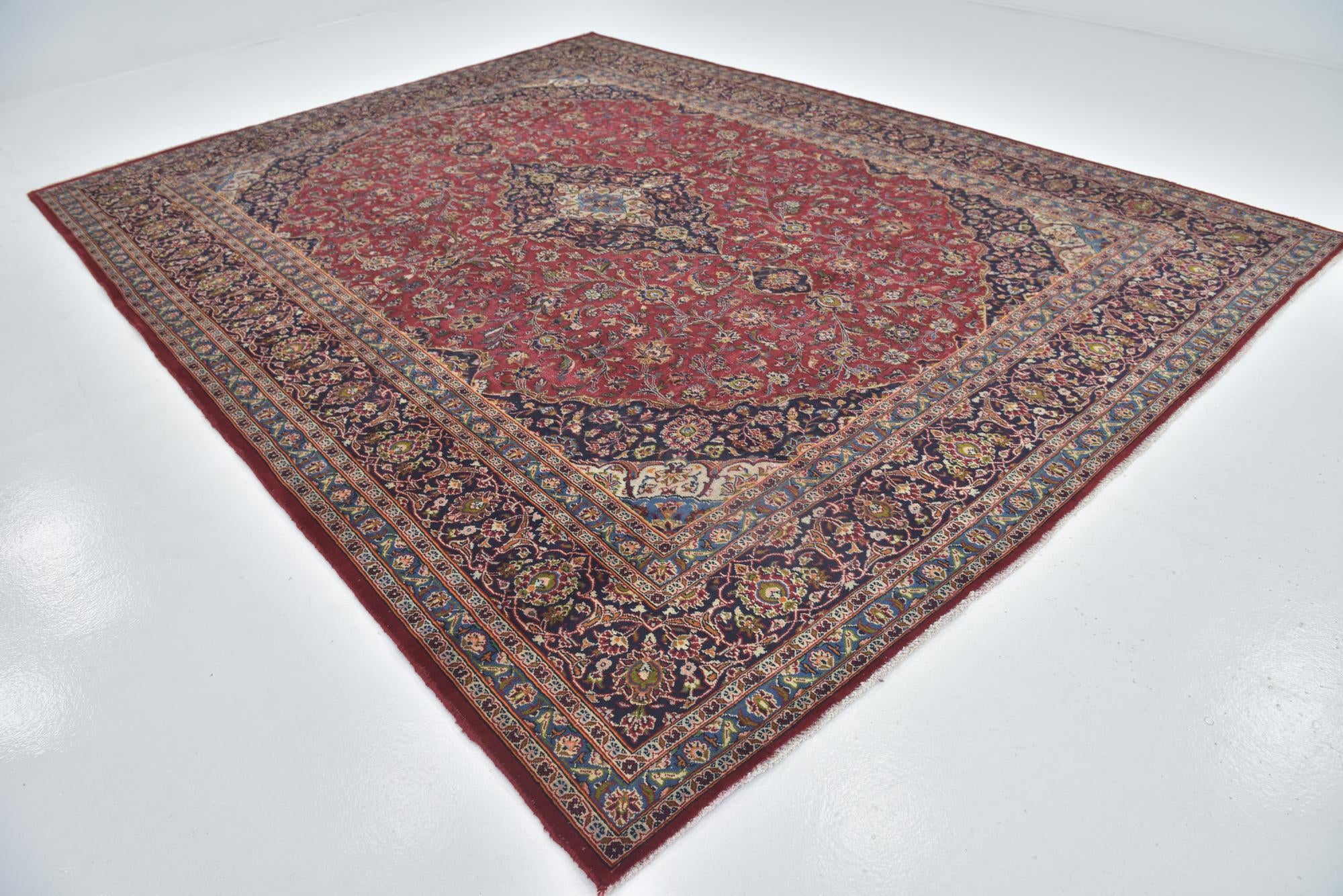 9' 6 x 12' 9 Hand Knotted Kashan Persian Wool Rug