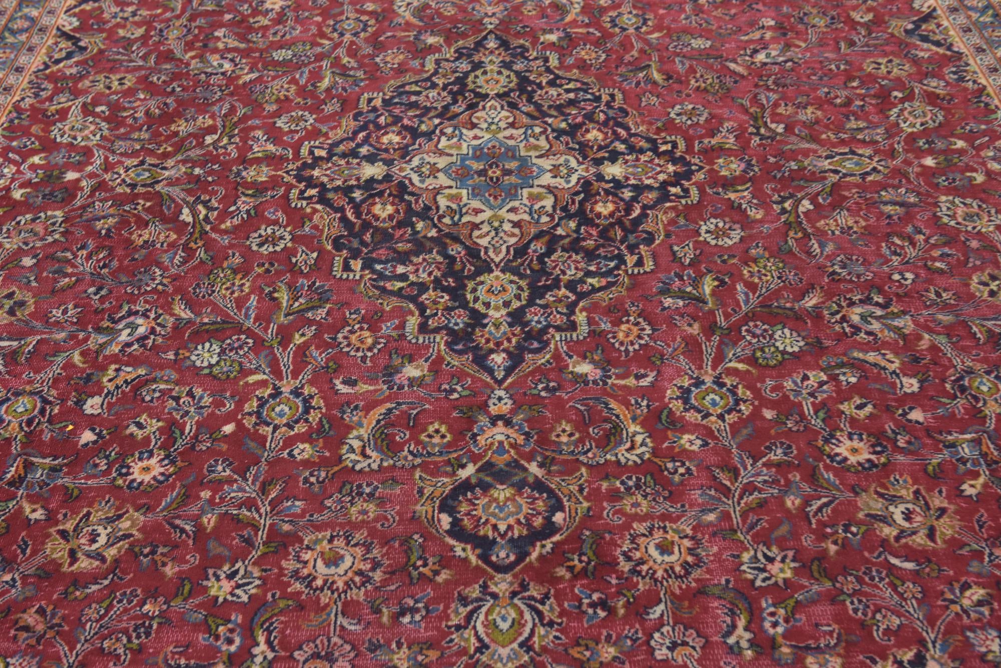 9' 6 x 12' 9 Hand Knotted Kashan Persian Wool Rug