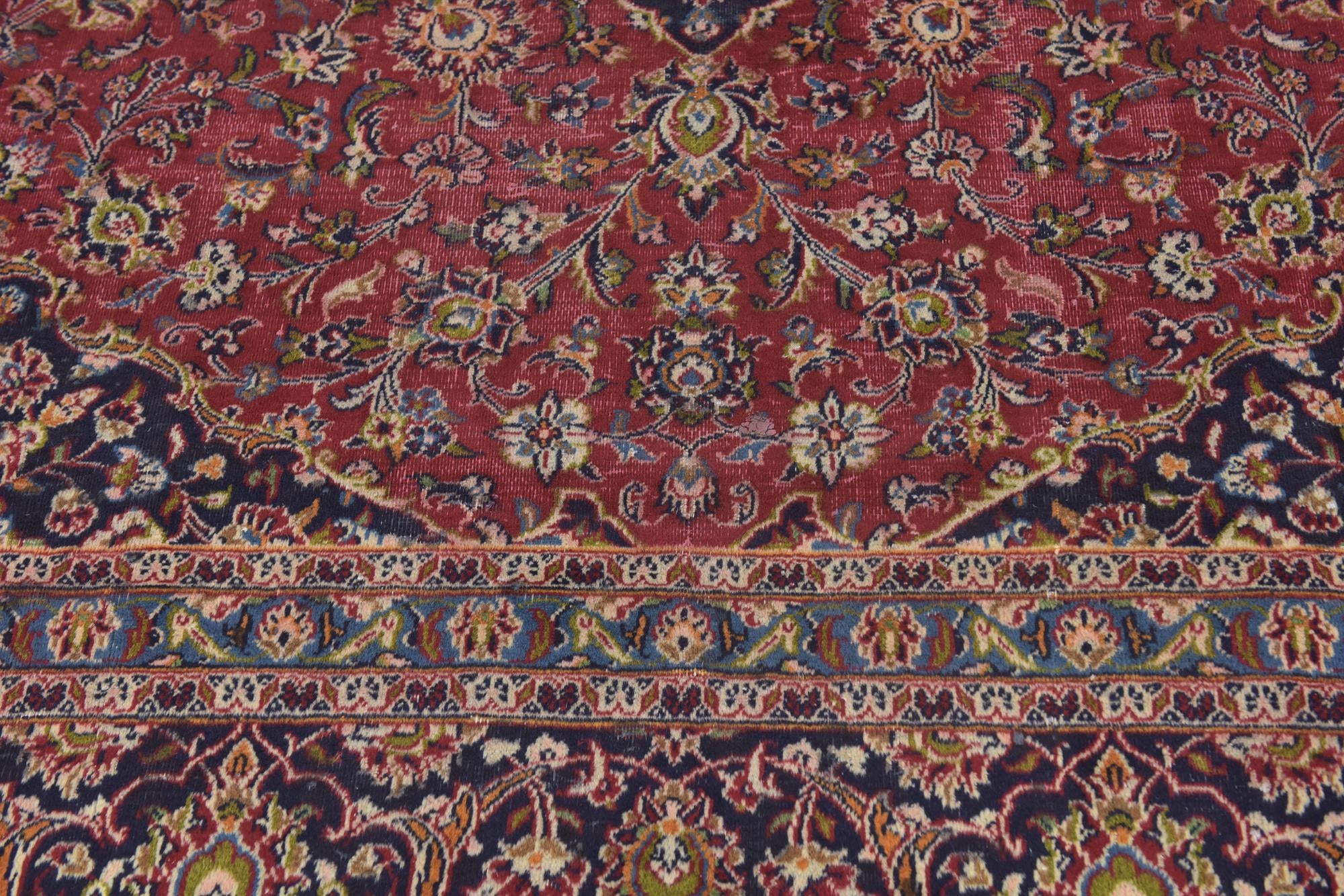 9' 6 x 12' 9 Hand Knotted Kashan Persian Wool Rug
