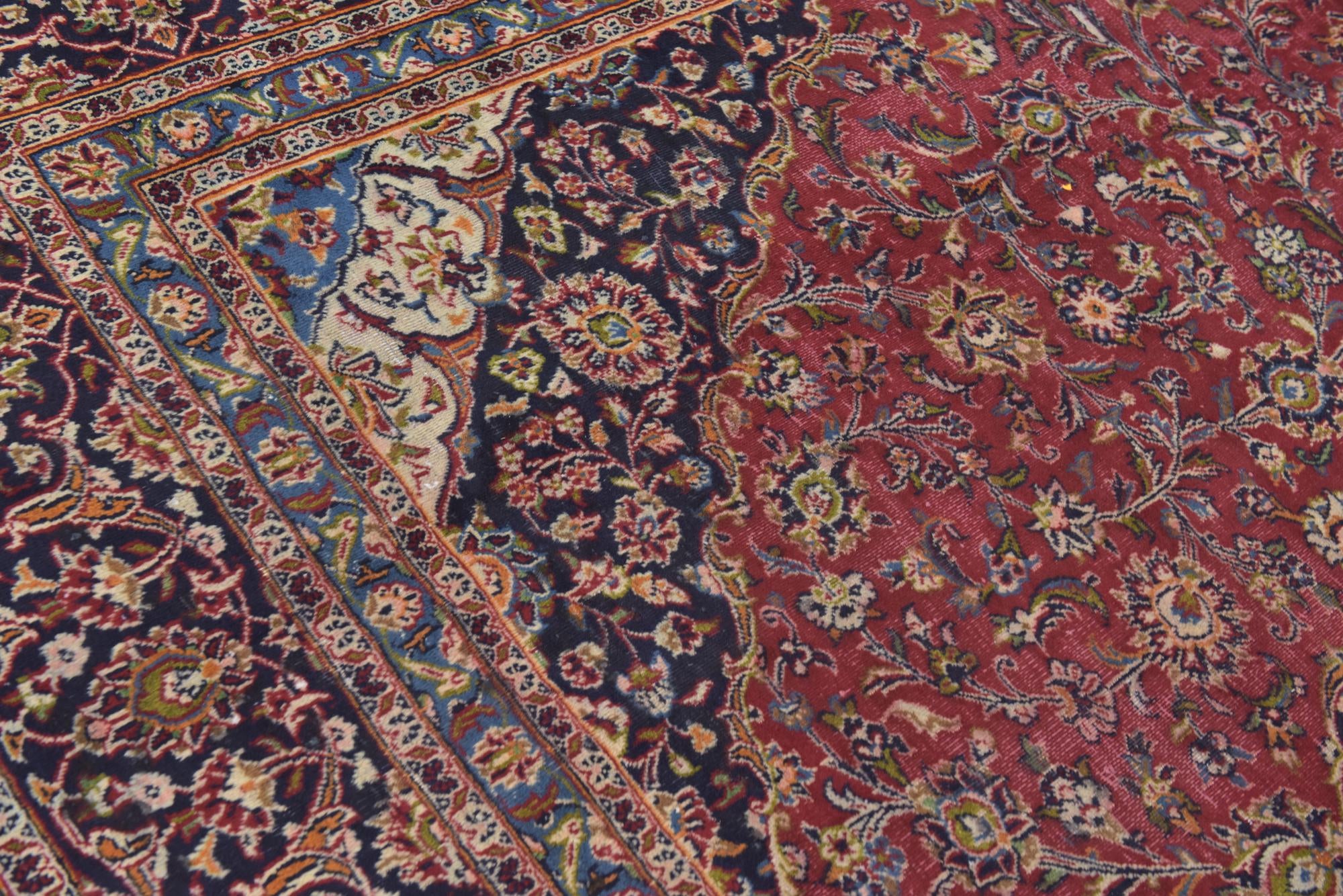 9' 6 x 12' 9 Hand Knotted Kashan Persian Wool Rug