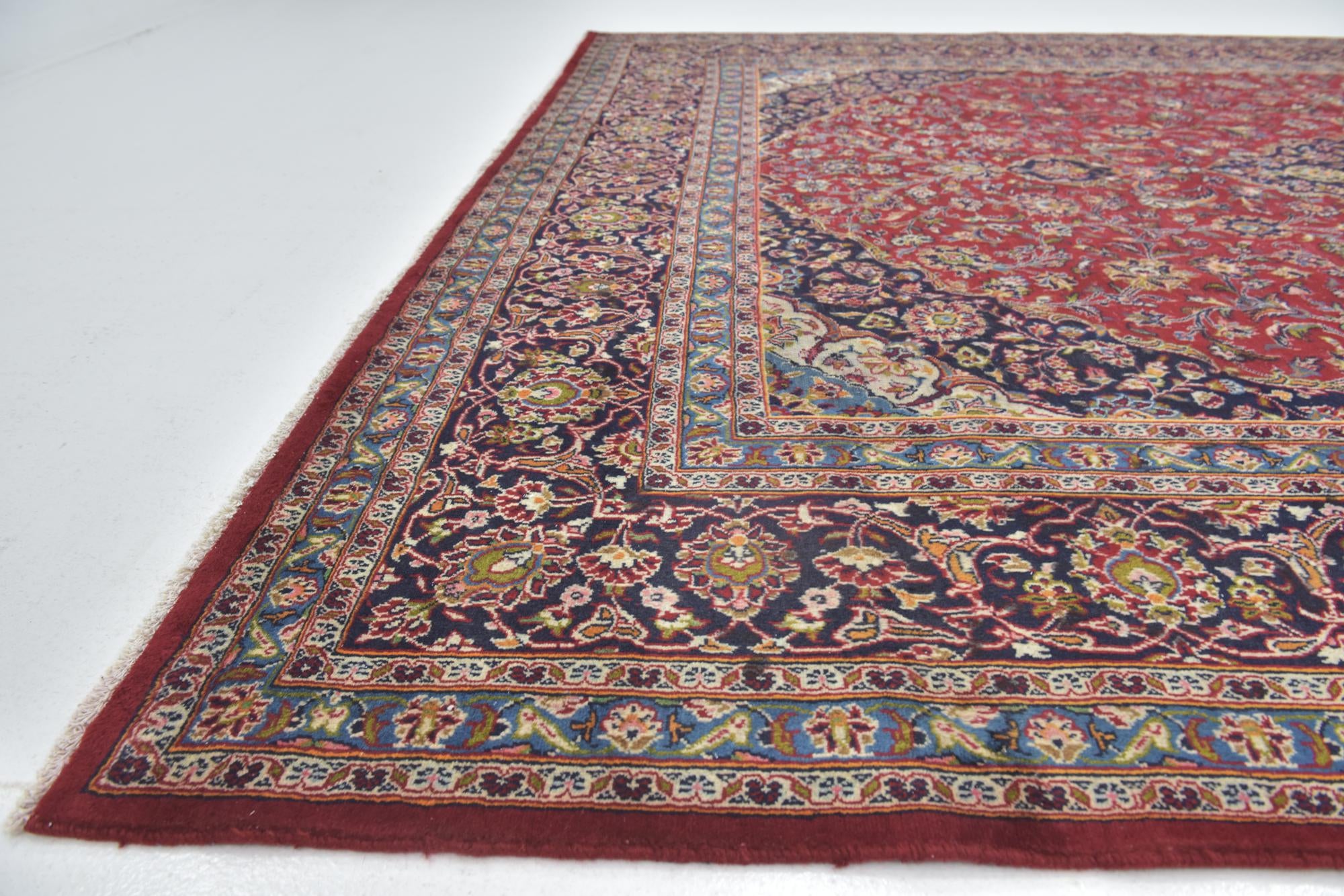 9' 6 x 12' 9 Hand Knotted Kashan Persian Wool Rug