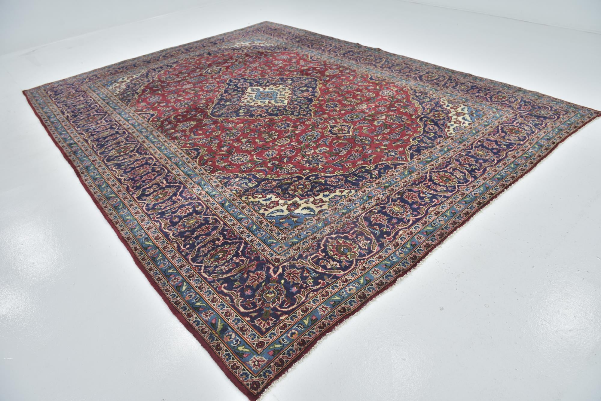 9' 10 x 12' 10 Hand Knotted Kashan Persian Wool Rug