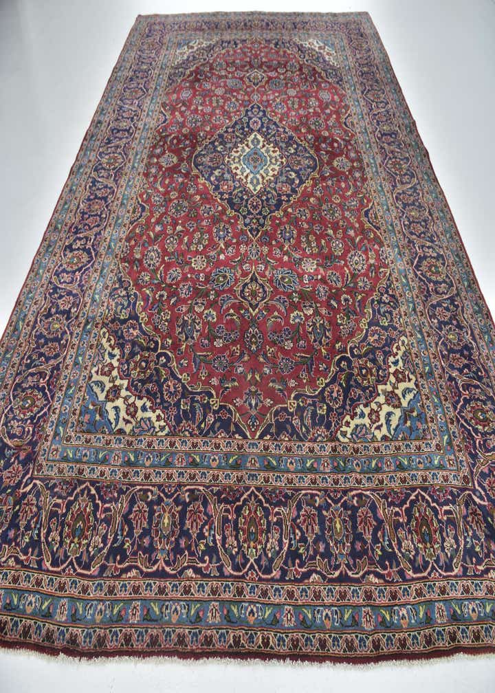 9' 10 x 12' 10 Hand Knotted Kashan Persian Wool Rug