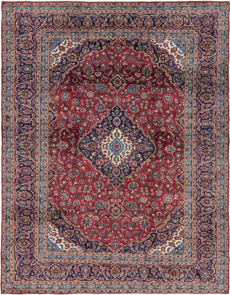 Detail image of 9' 10 x 12' 10 Hand Knotted Kashan Persian Wool Rug