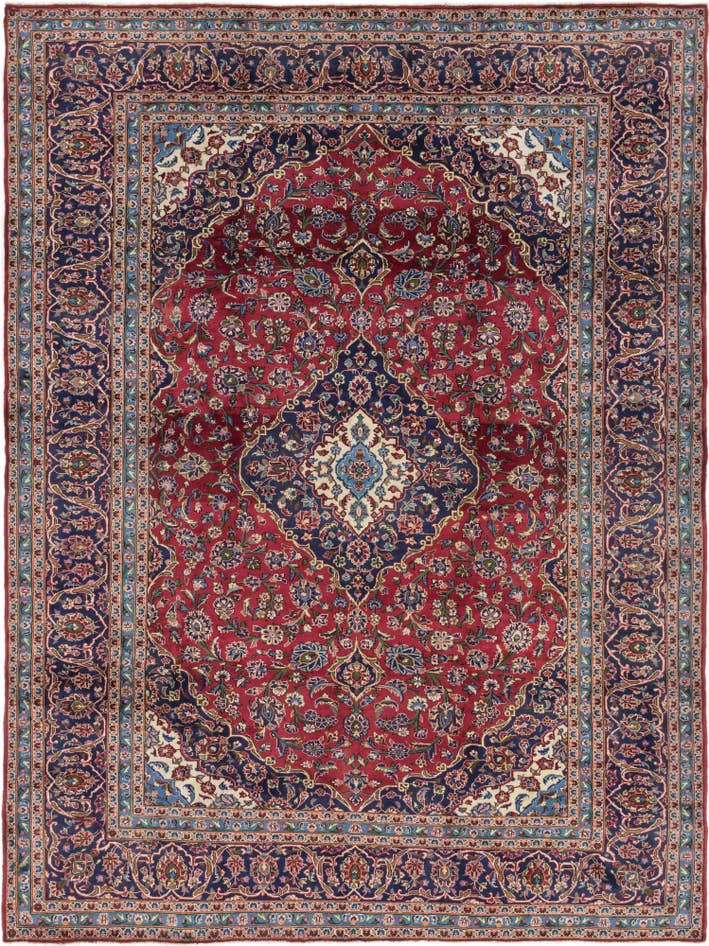 Detail image of 9' 10 x 12' 10 Hand Knotted Kashan Persian Wool Rug