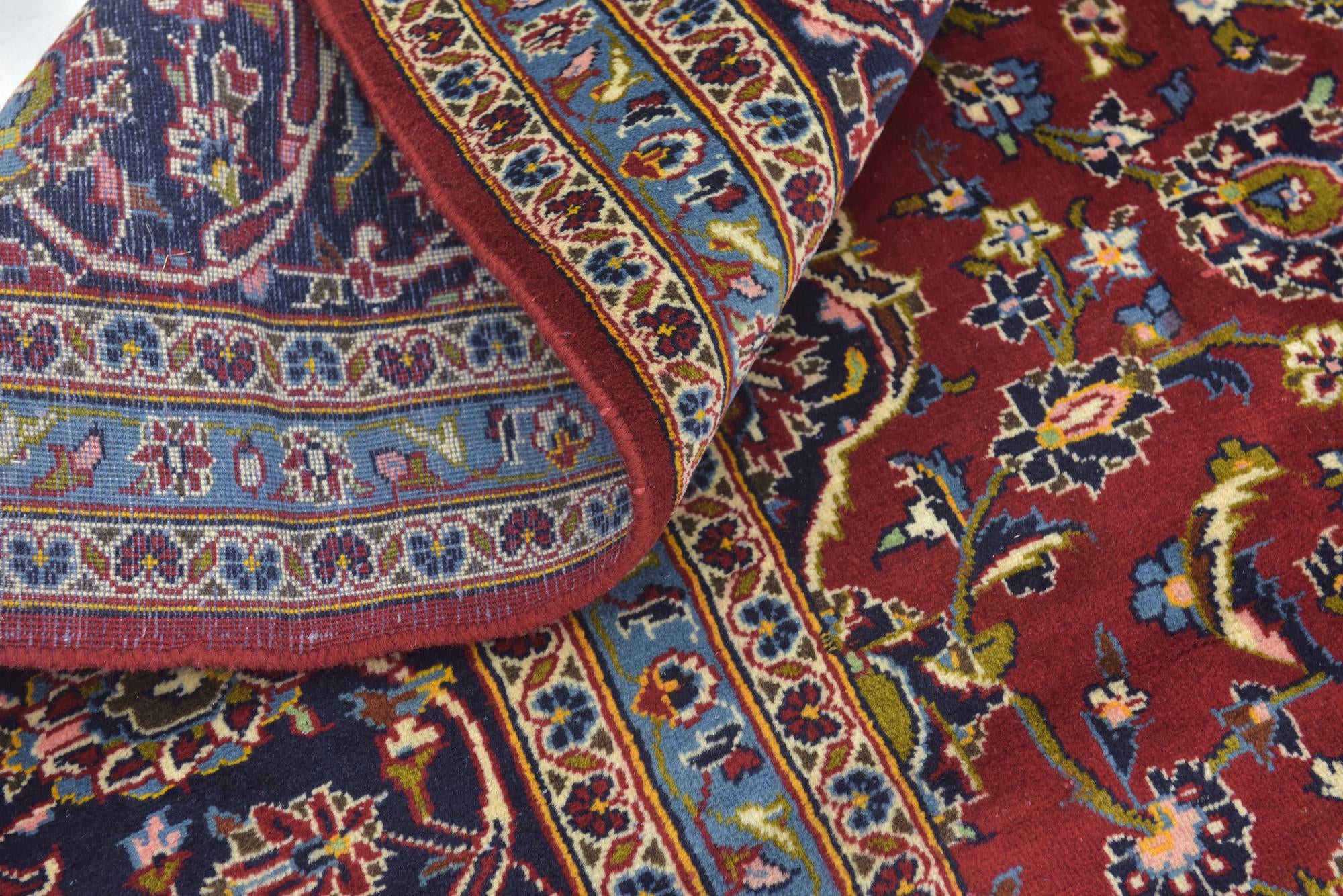 9' 7 x 13' 3 Hand Knotted Kashan Persian Wool Rug