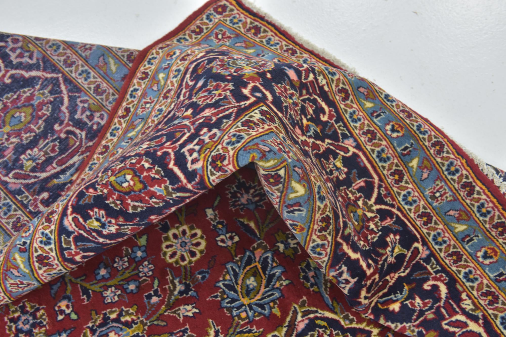 9' 7 x 13' 3 Hand Knotted Kashan Persian Wool Rug