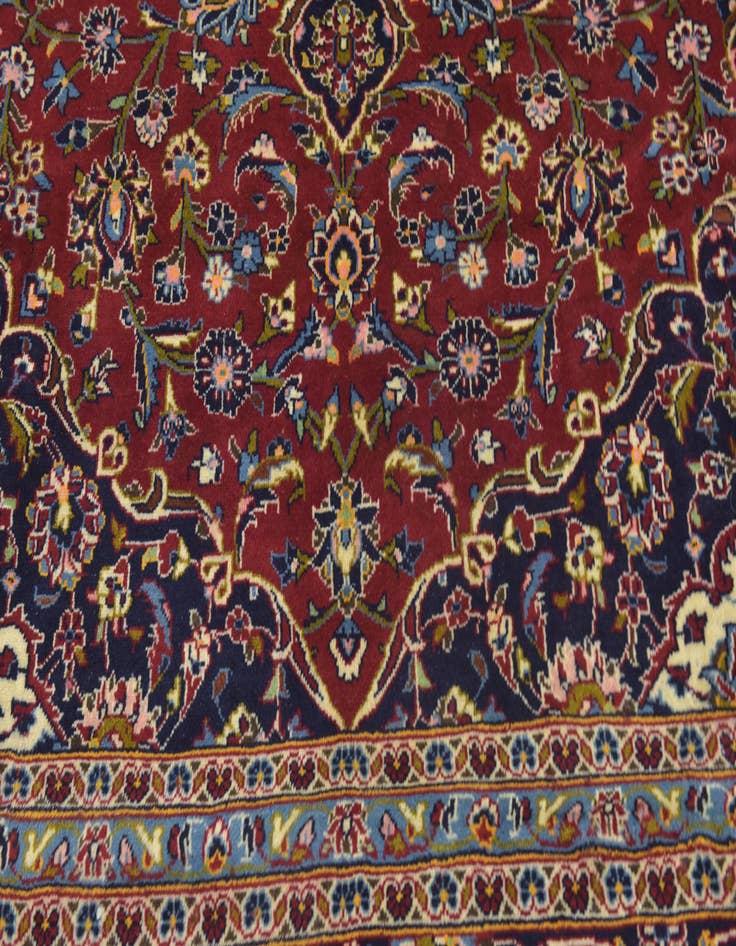 Detail image of 9' 7 x 13' 3 Hand Knotted Kashan Persian Wool Rug