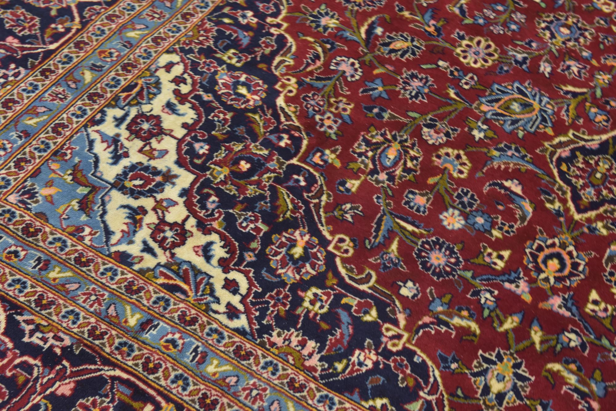 9' 7 x 13' 3 Hand Knotted Kashan Persian Wool Rug