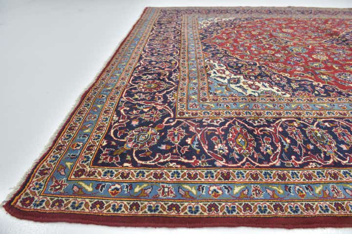9' 7 x 13' 3 Hand Knotted Kashan Persian Wool Rug
