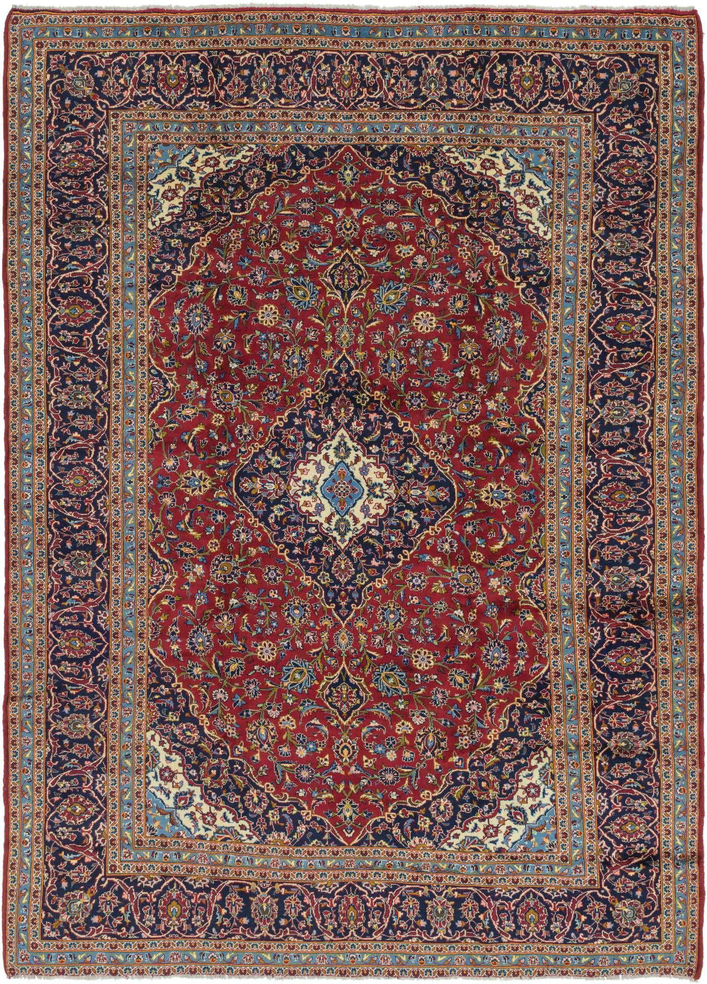 9' 7 x 13' 3 Hand Knotted Kashan Persian Wool Rug
