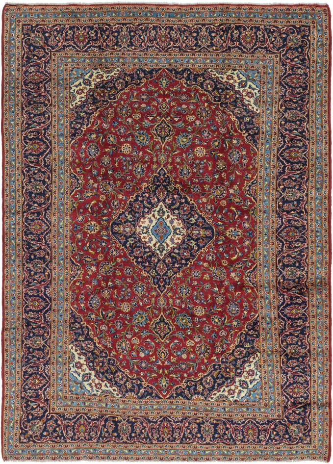 Detail image of 9' 7 x 13' 3 Hand Knotted Kashan Persian Wool Rug