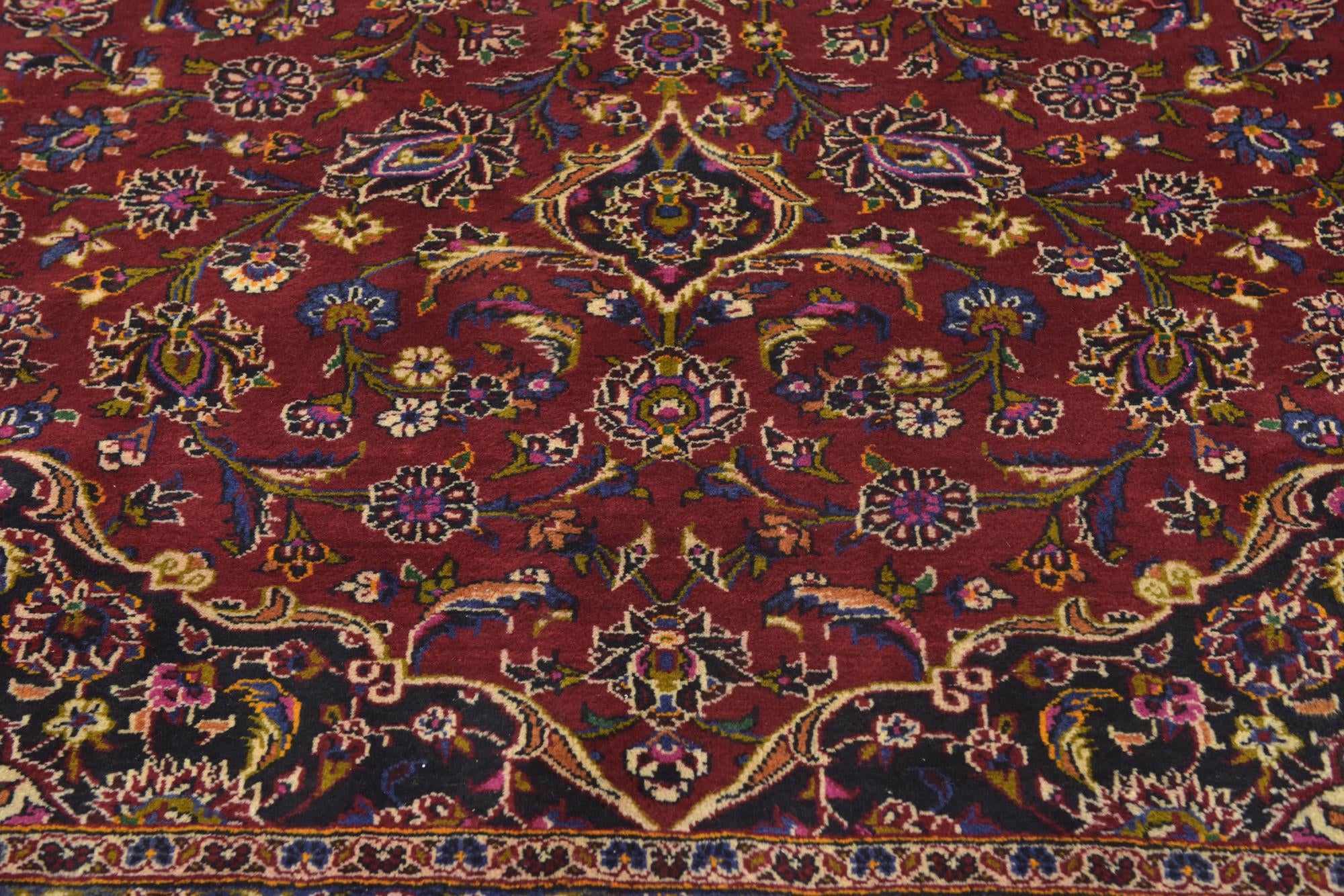 9' 9 x 13' Hand Knotted Kashan Persian Wool Rug