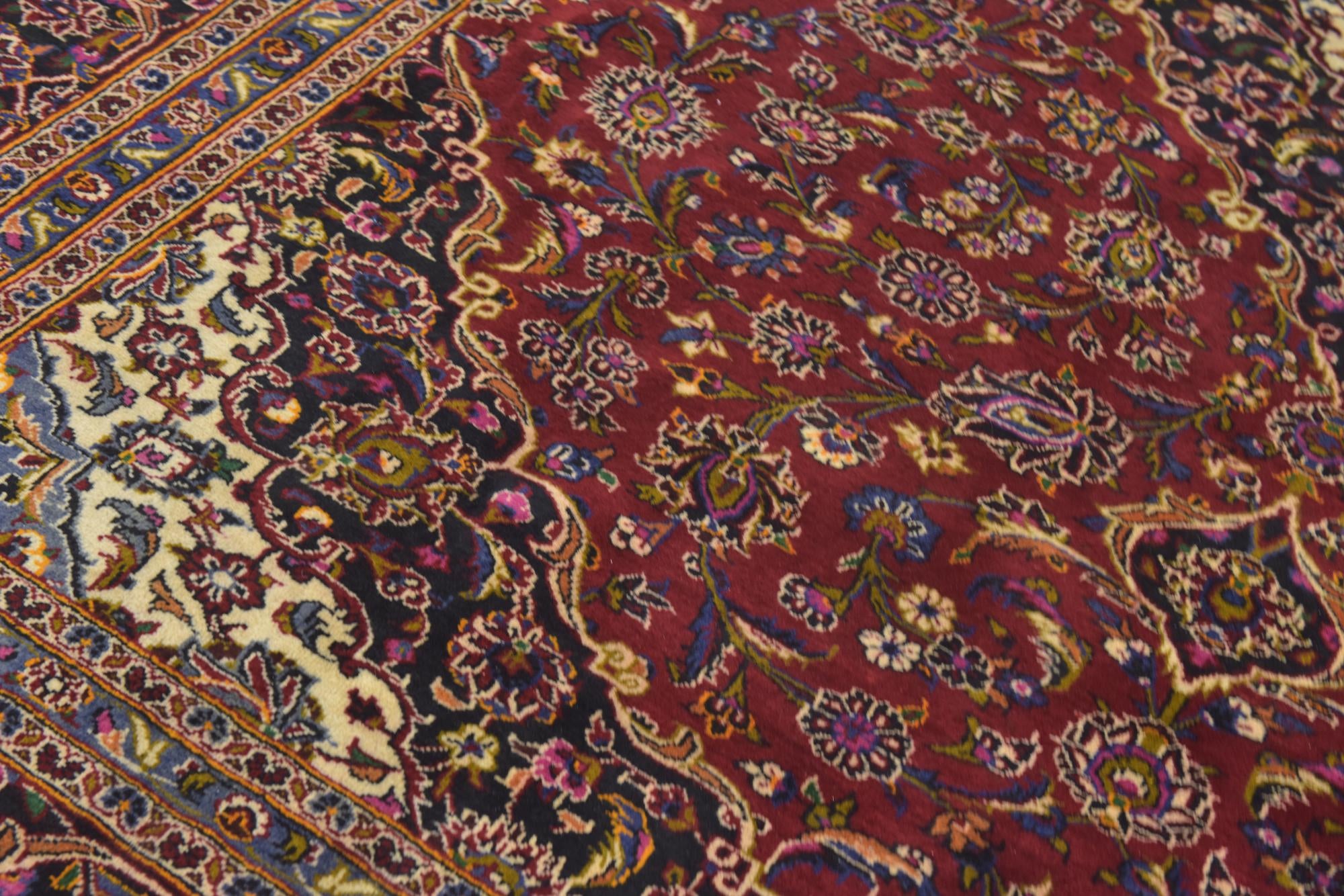 9' 9 x 13' Hand Knotted Kashan Persian Wool Rug