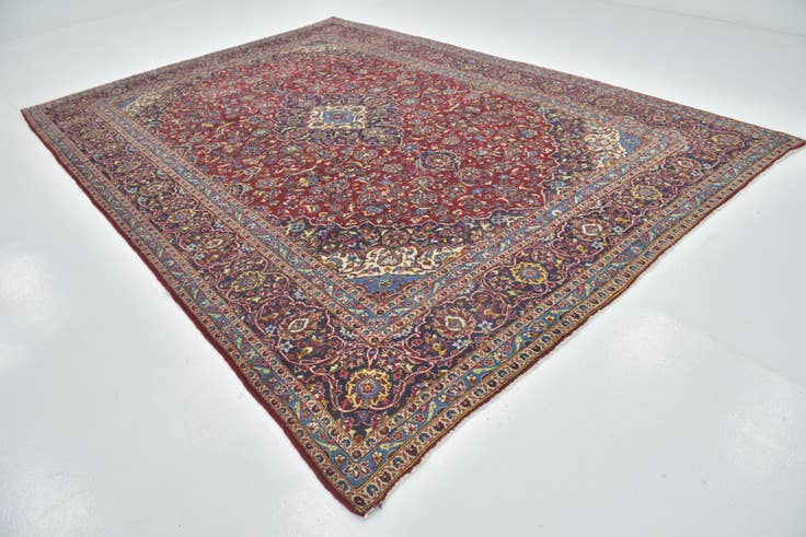 Detail image of 9' 7 x 13' 4 Hand Knotted Kashan Persian Wool Rug