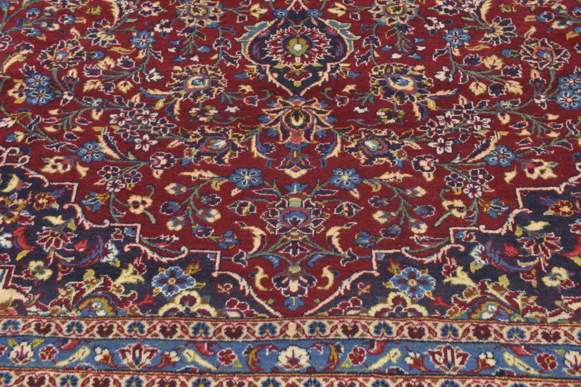9' 7 x 13' 4 Hand Knotted Kashan Persian Wool Rug