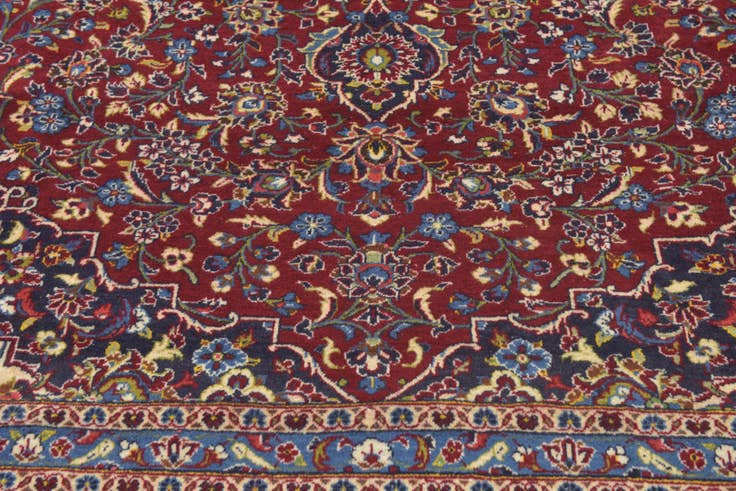 Detail image of 9' 7 x 13' 4 Hand Knotted Kashan Persian Wool Rug