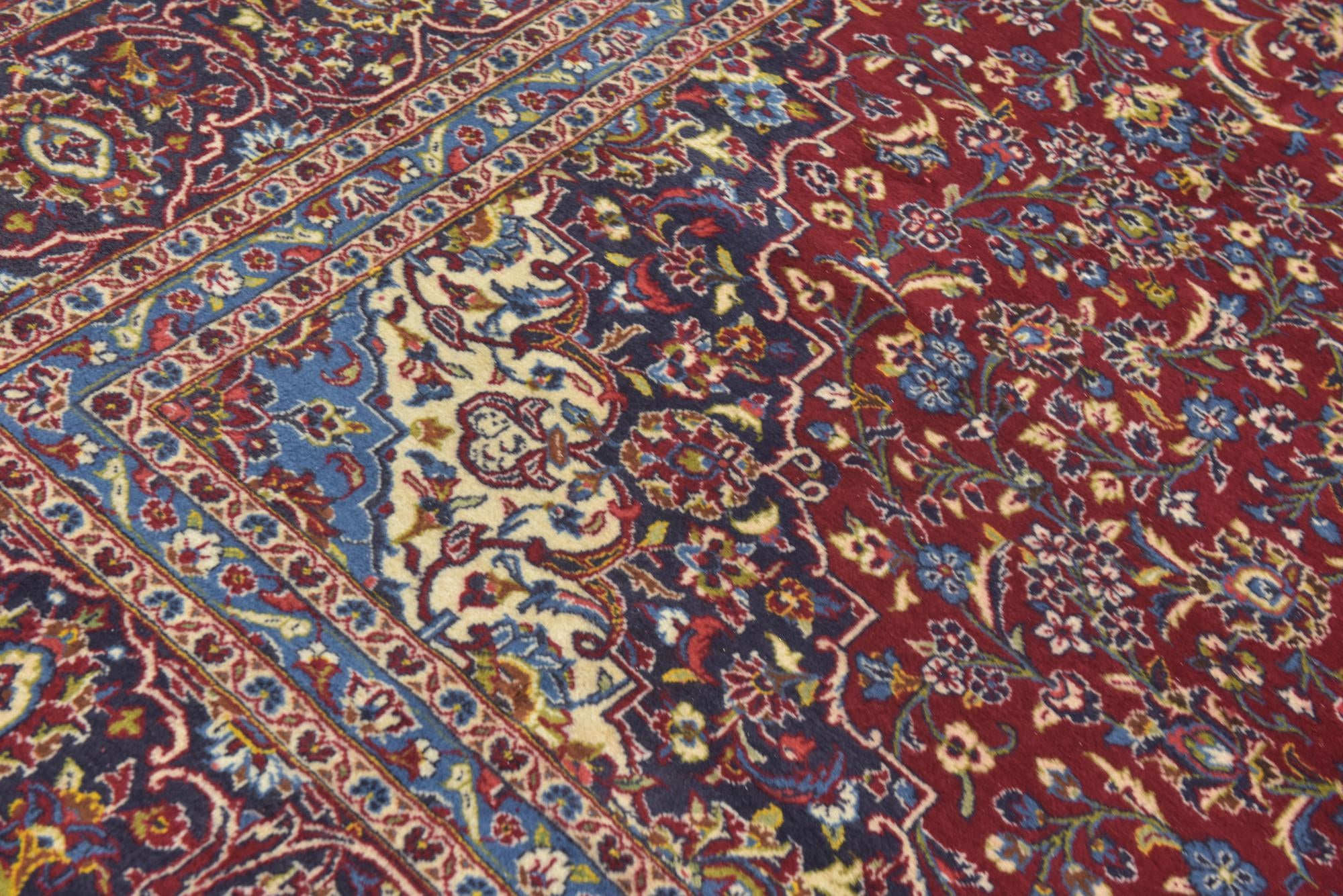9' 7 x 13' 4 Hand Knotted Kashan Persian Wool Rug