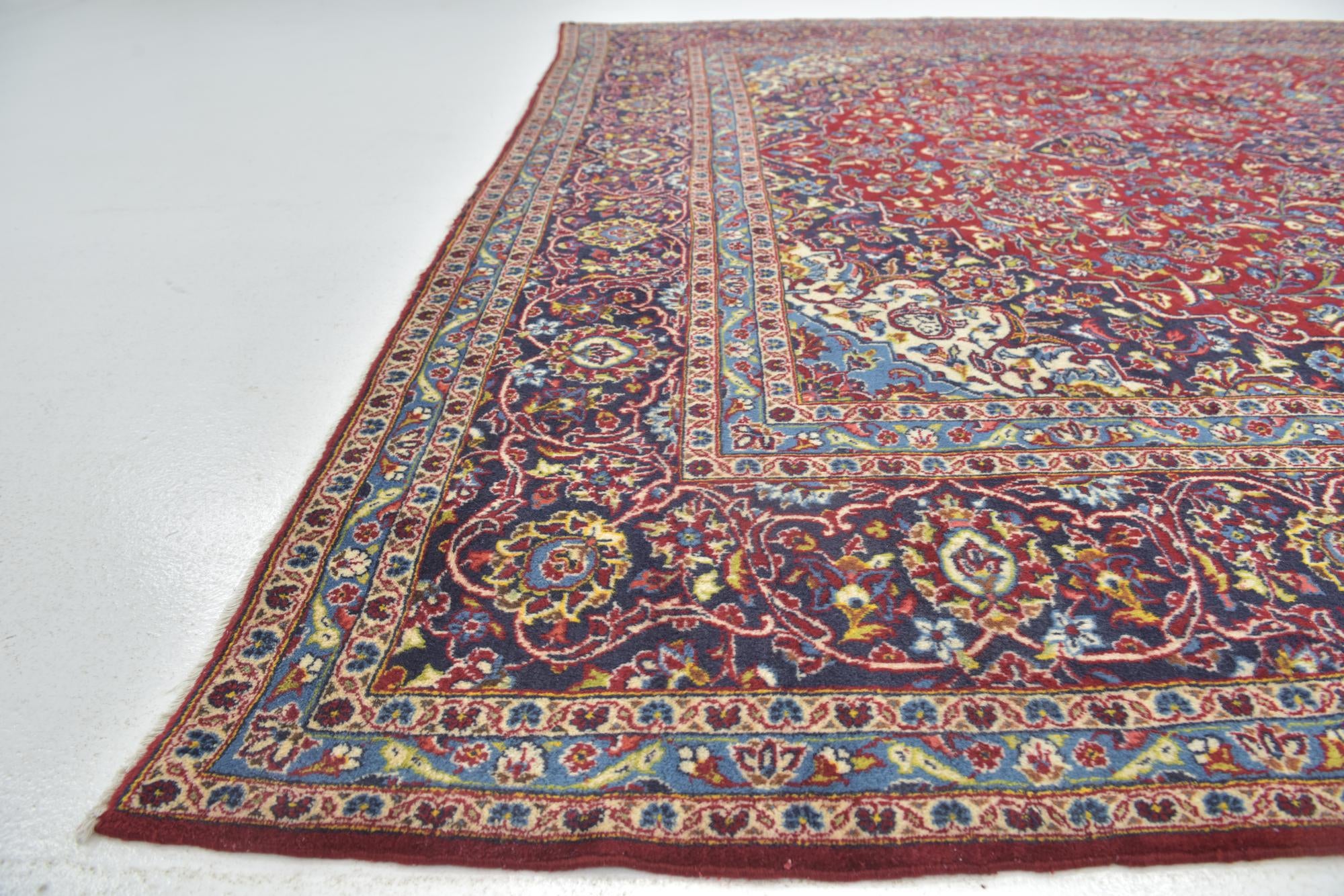 9' 7 x 13' 4 Hand Knotted Kashan Persian Wool Rug