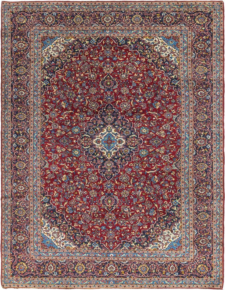 Detail image of 9' 7 x 13' 4 Hand Knotted Kashan Persian Wool Rug