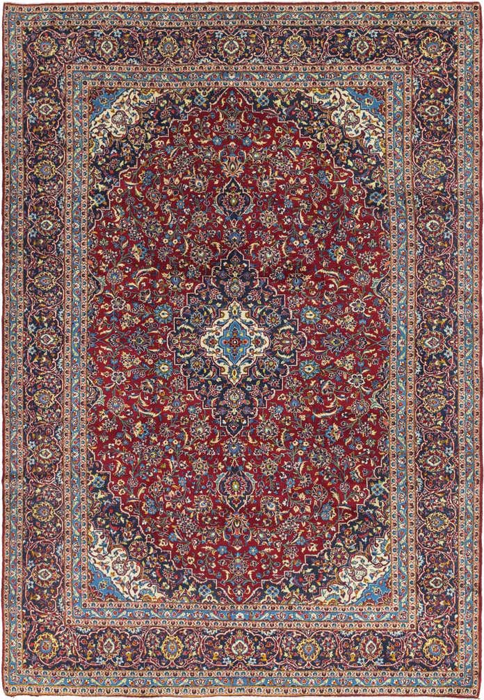 9' 7 x 13' 4 Hand Knotted Kashan Persian Wool Rug