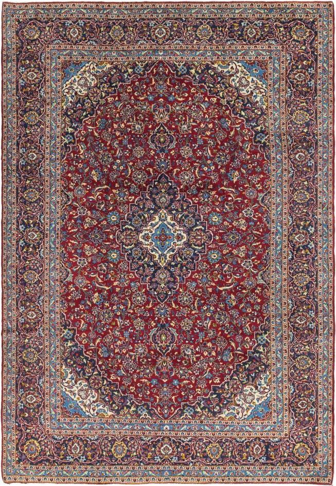 Detail image of 9' 7 x 13' 4 Hand Knotted Kashan Persian Wool Rug