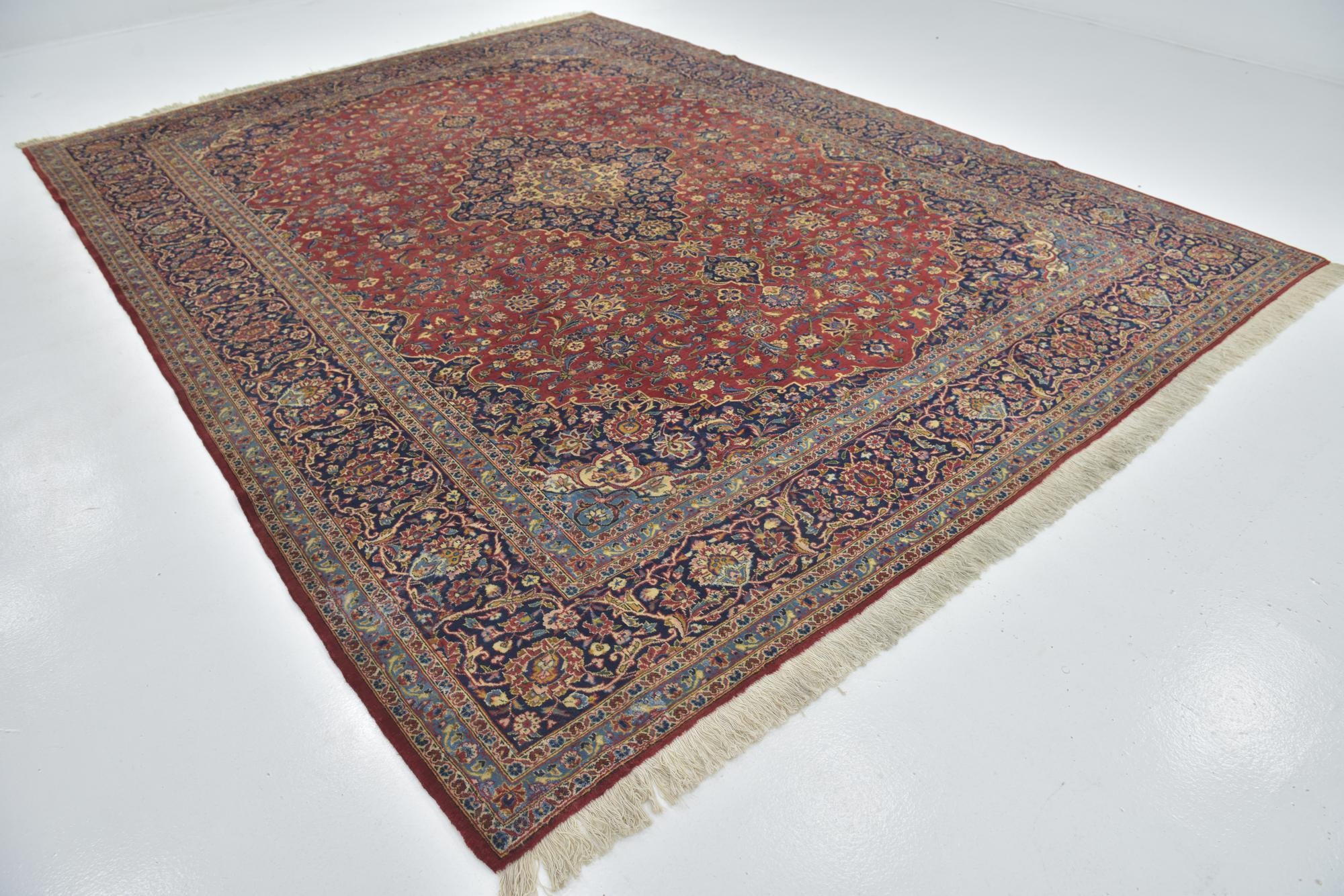 9' 10 x 12' 10 Hand Knotted Kashan Persian Wool Rug