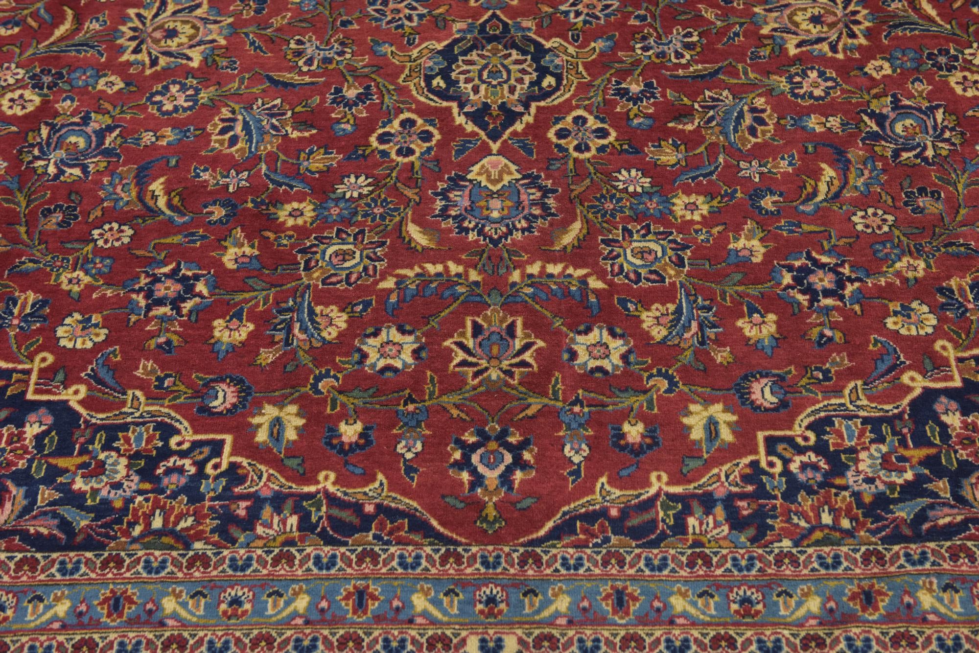 9' 10 x 12' 10 Hand Knotted Kashan Persian Wool Rug