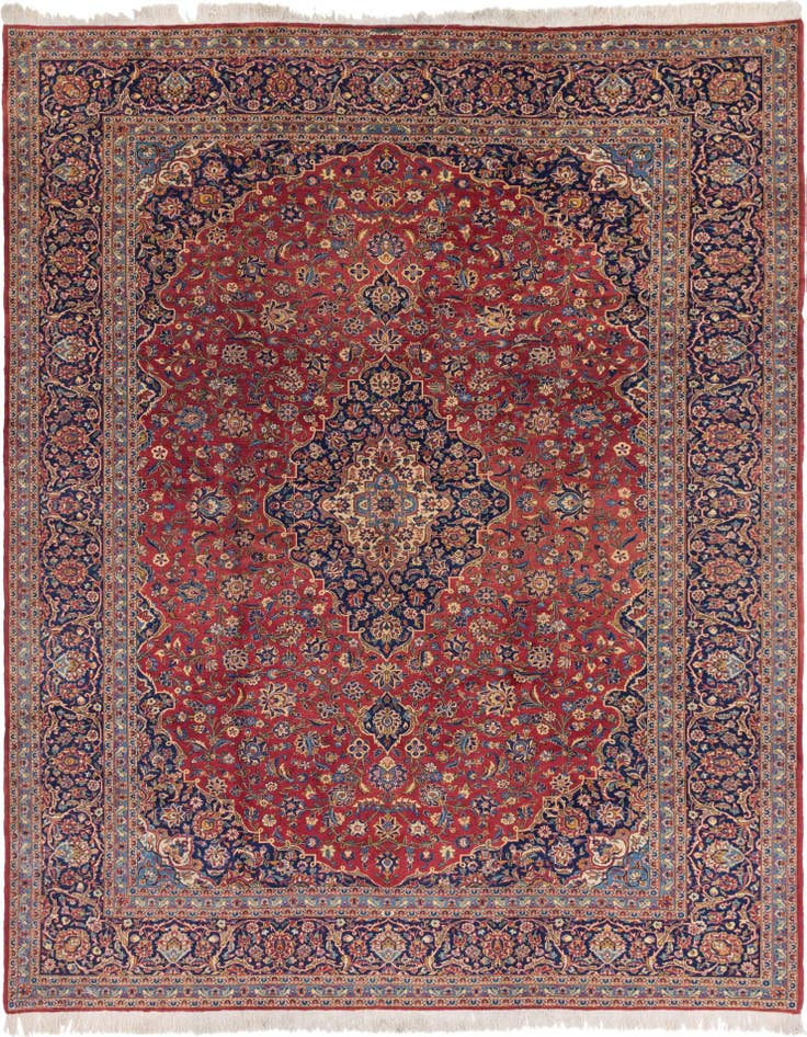 Detail image of 9' 10 x 12' 10 Hand Knotted Kashan Persian Wool Rug