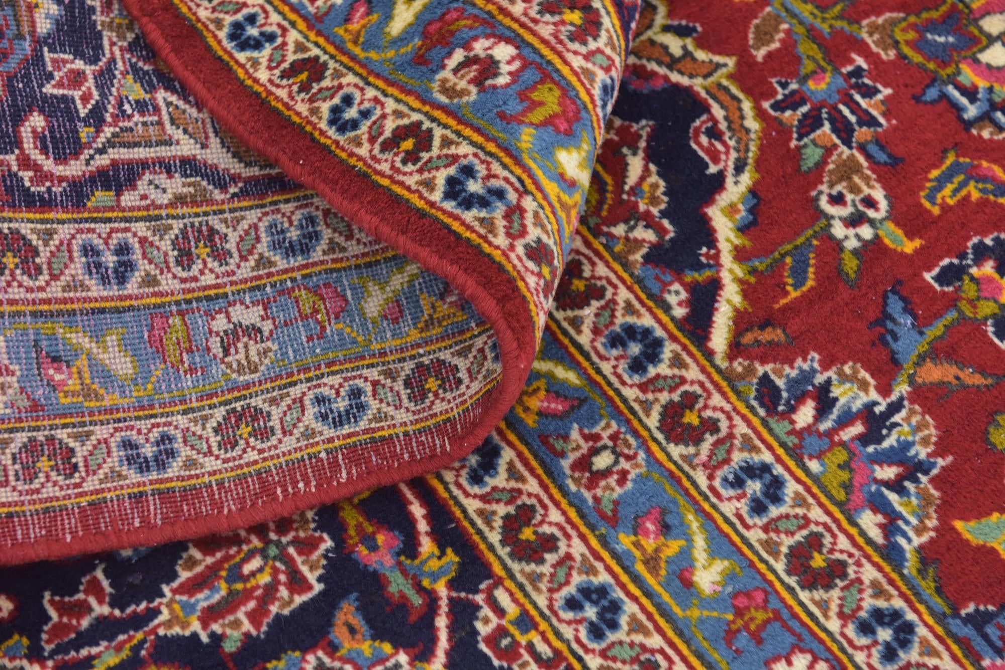 9' 6 x 13' 5 Hand Knotted Kashan Persian Wool Rug