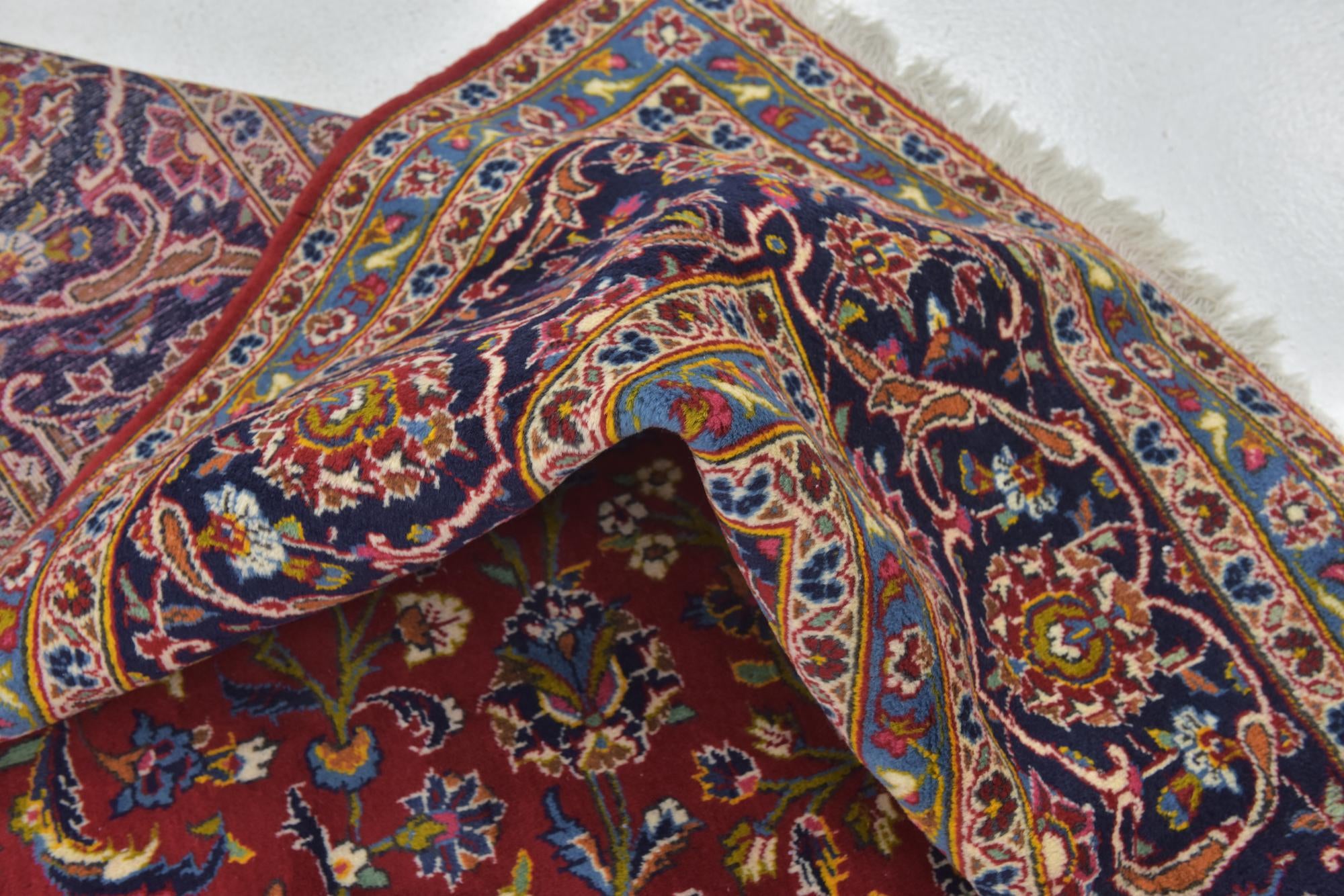 9' 6 x 13' 5 Hand Knotted Kashan Persian Wool Rug