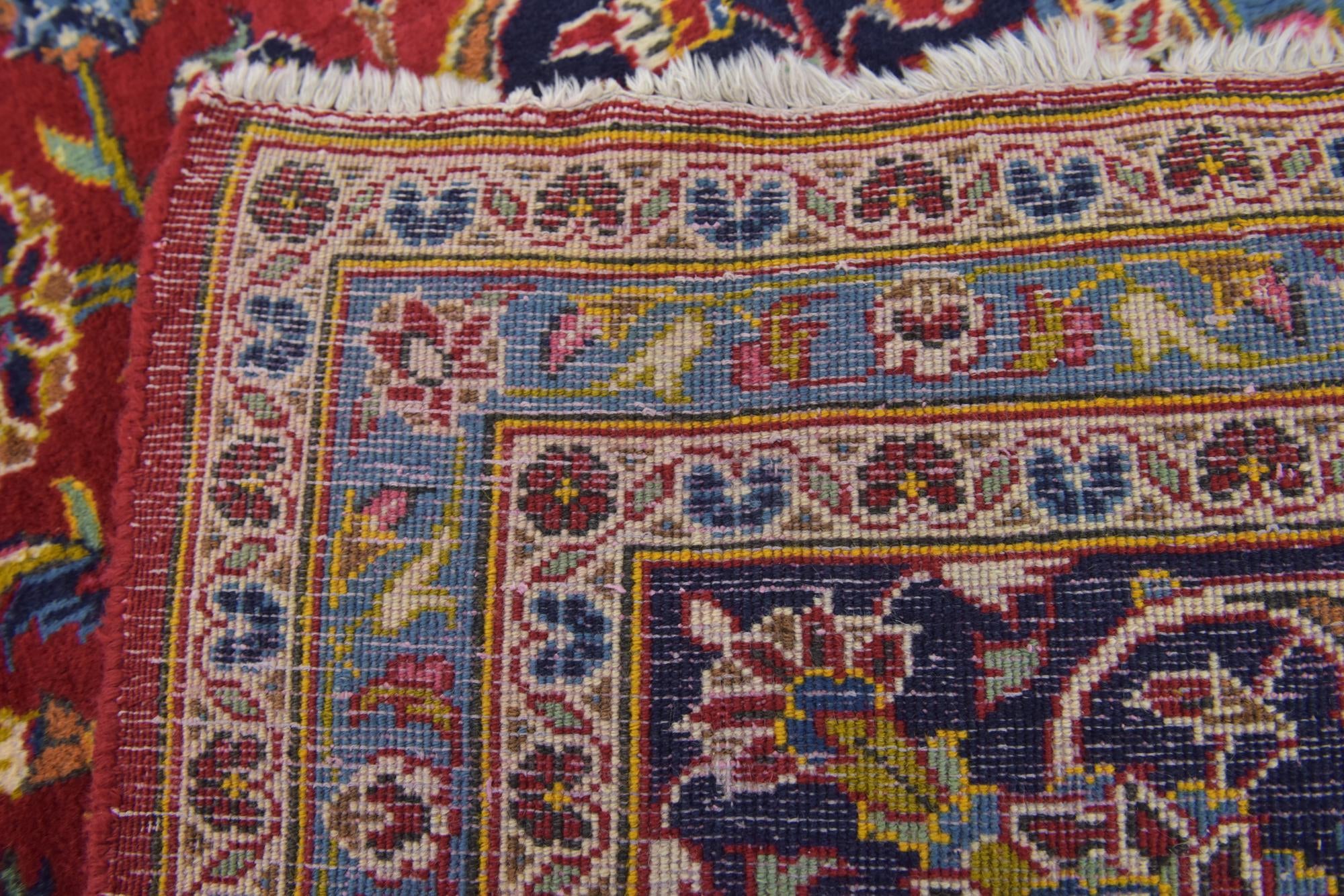 9' 6 x 13' 5 Hand Knotted Kashan Persian Wool Rug