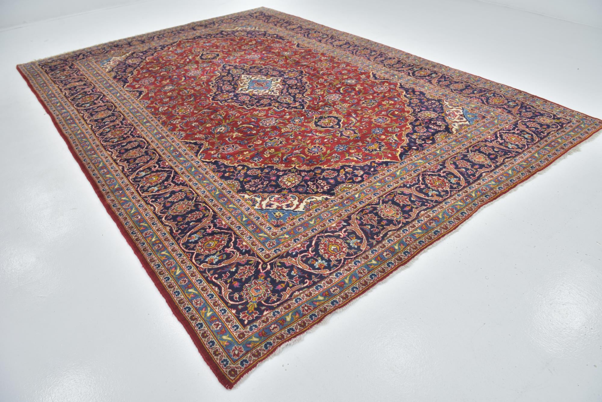 9' 6 x 13' 5 Hand Knotted Kashan Persian Wool Rug