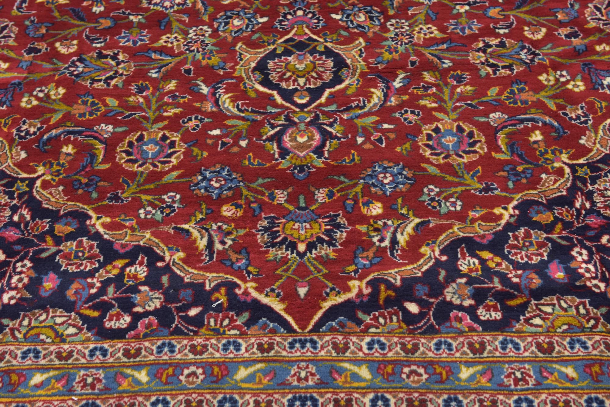 9' 6 x 13' 5 Hand Knotted Kashan Persian Wool Rug