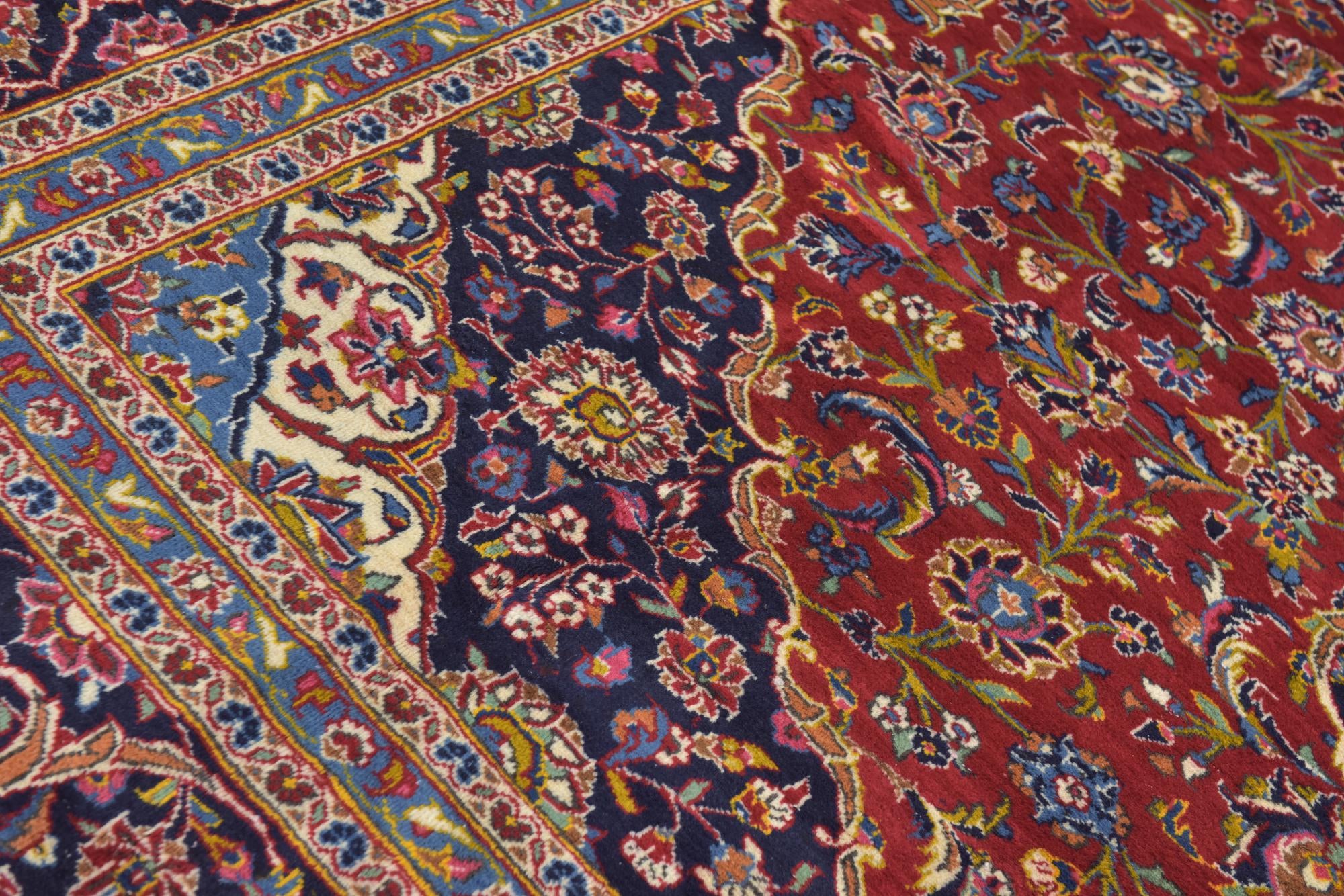 9' 6 x 13' 5 Hand Knotted Kashan Persian Wool Rug