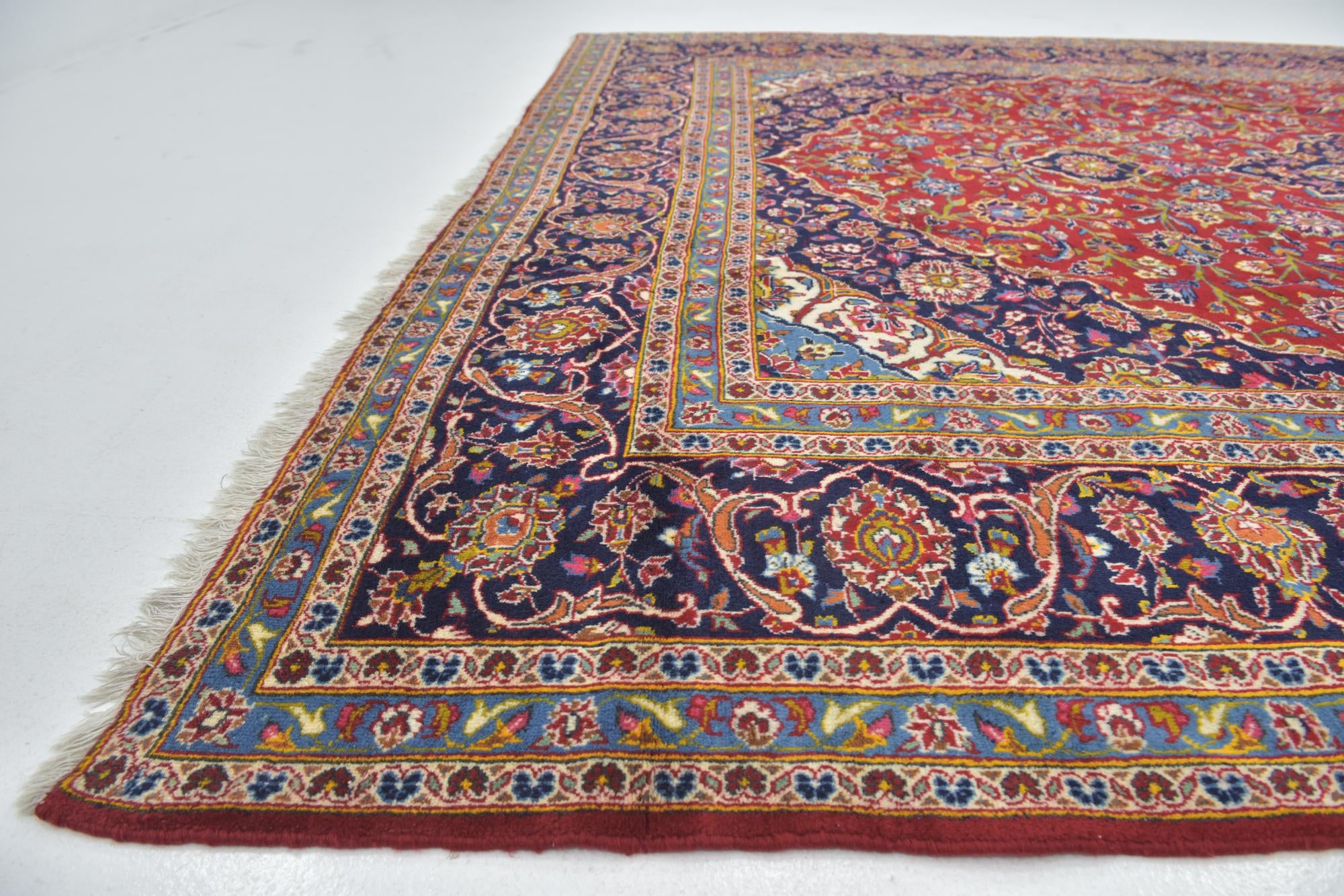 9' 6 x 13' 5 Hand Knotted Kashan Persian Wool Rug