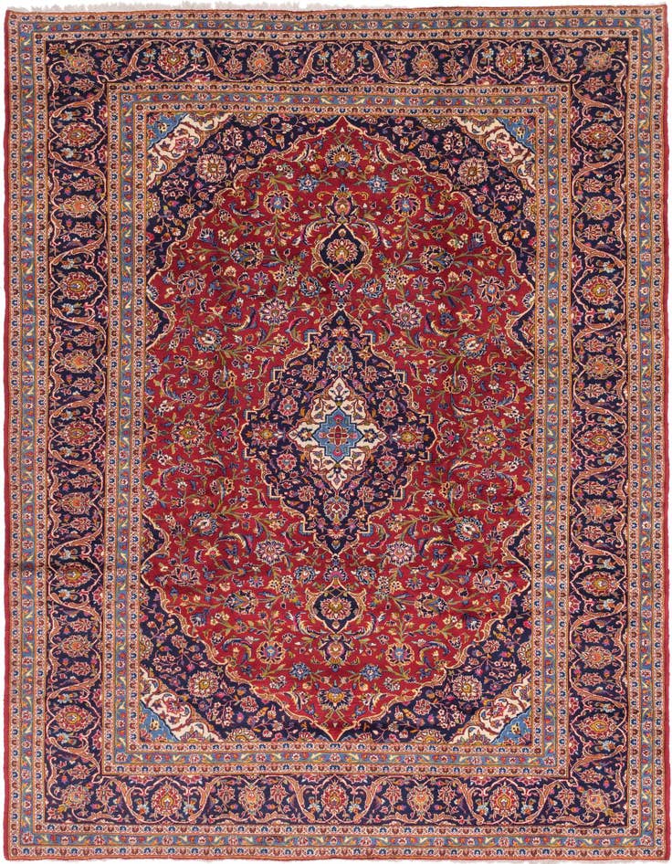 Detail image of 9' 6 x 13' 5 Hand Knotted Kashan Persian Wool Rug