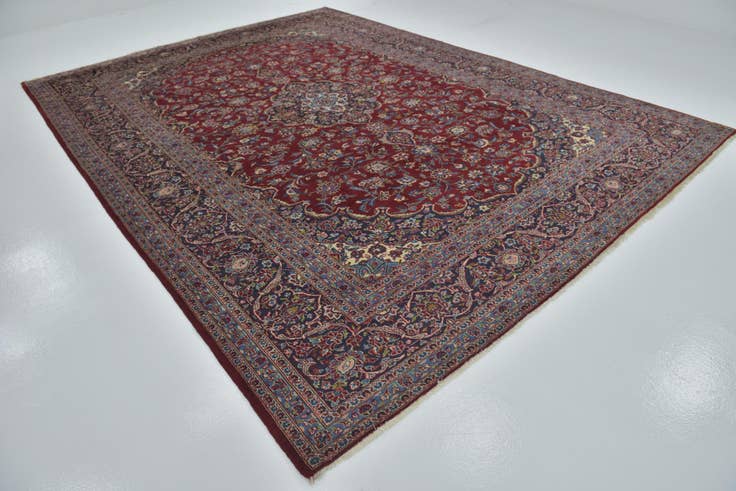 Detail image of 9' 9 x 13' 3 Hand Knotted Kashan Persian Wool Rug